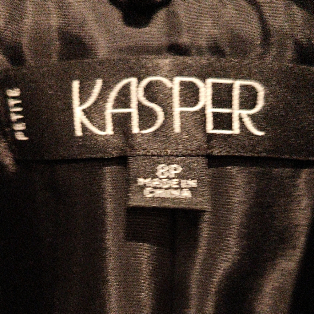 FINAL PRICE NWOT Kasper Black 2-pc Skirt Suit w Silver Lapels & Slit Cuffs